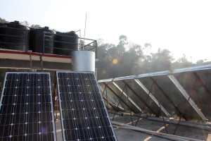 Electric solar & solar water panels to provide 24 hour lighting & hot water